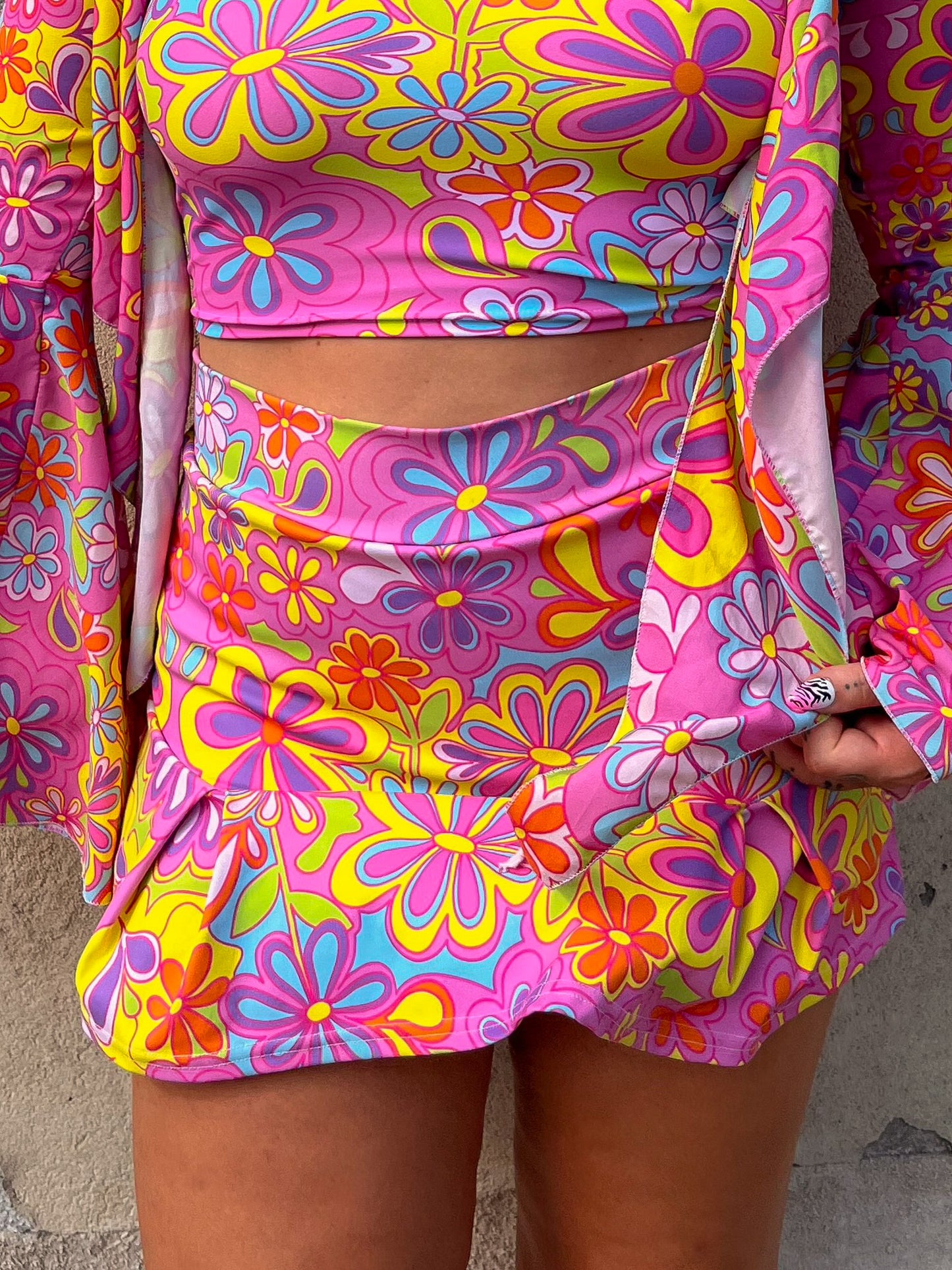 Groovy Bloom Pleated Skort