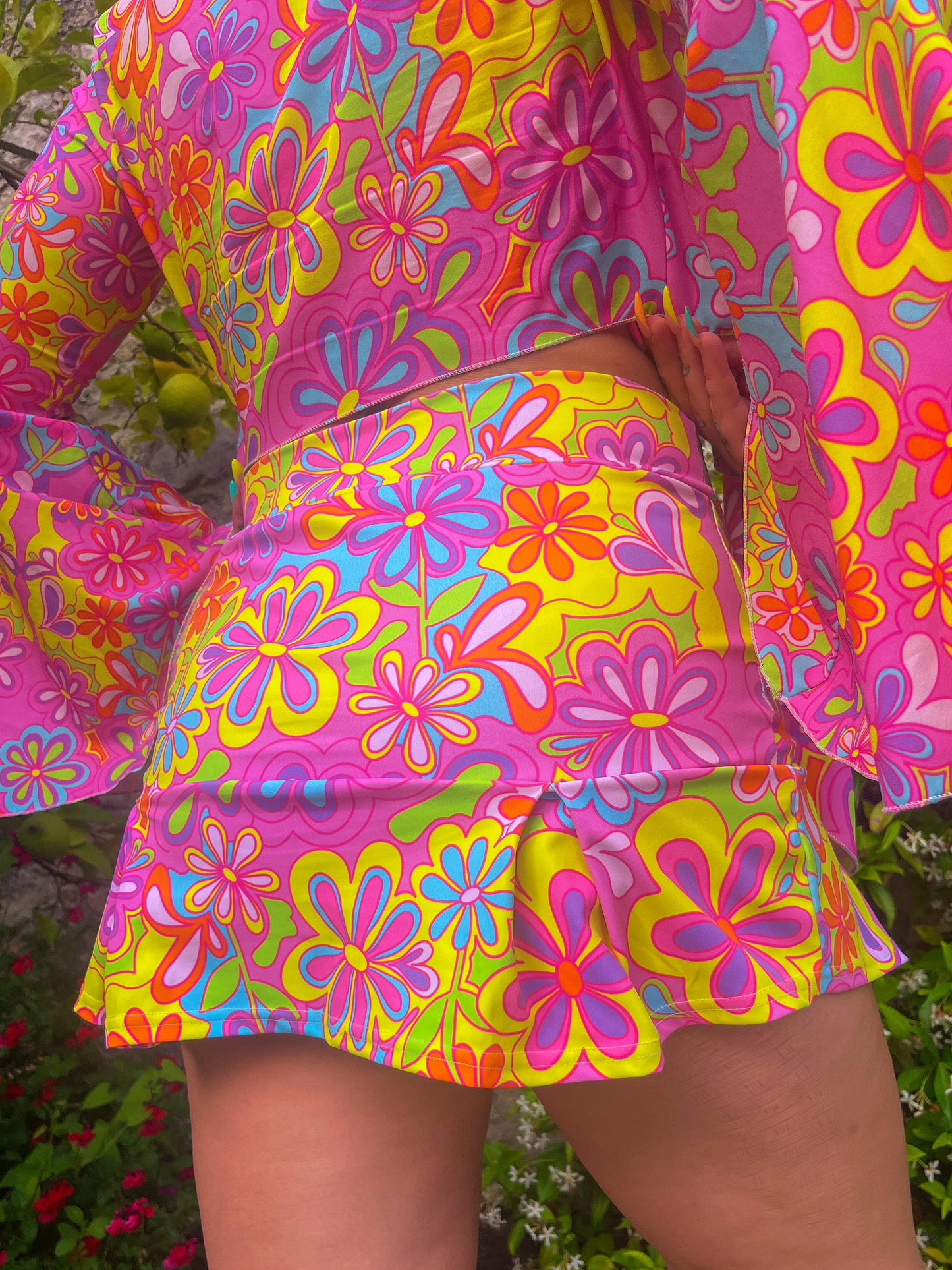 Groovy Bloom Pleated Skort