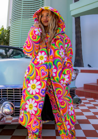 Happy Hearts Long Puffer Jacket