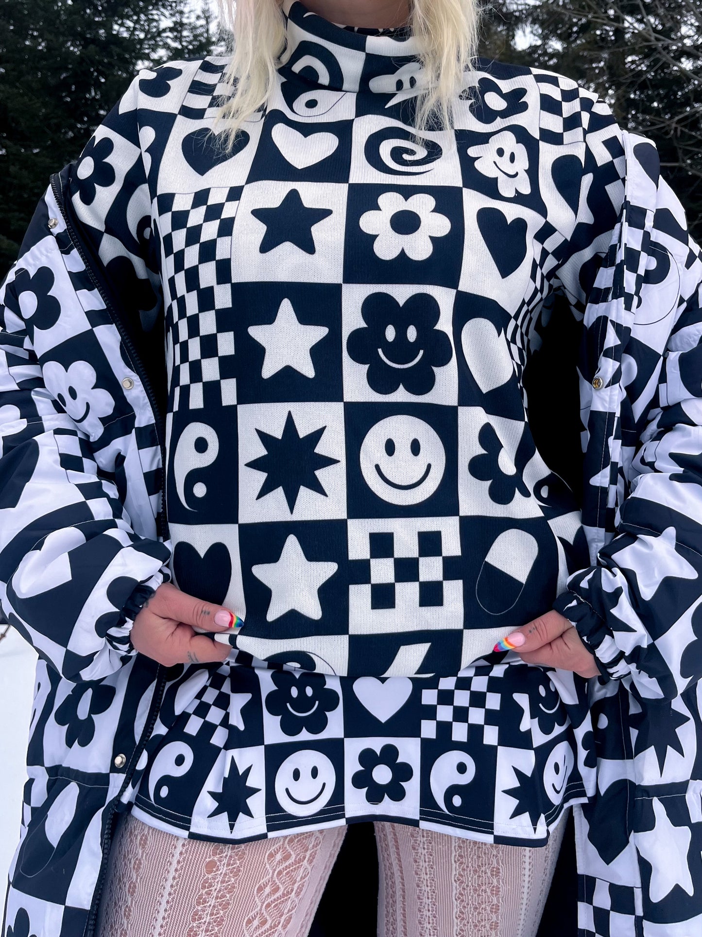 Chill Pill Knitted Roll Neck Fitted Sweater