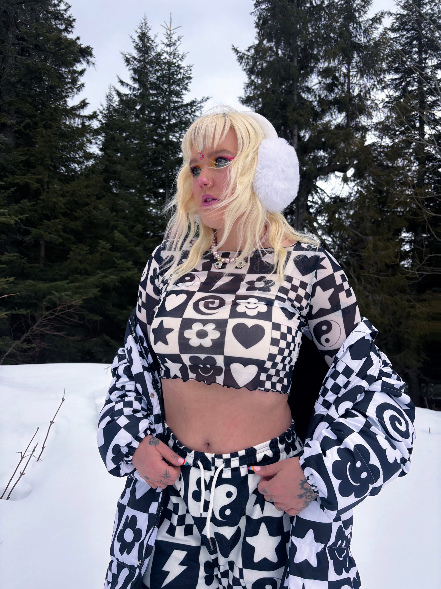 Chill Pill Mesh Long Sleeve Crop Top