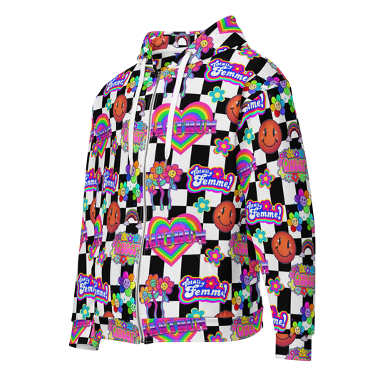 Sticker Zip Up Hoodie