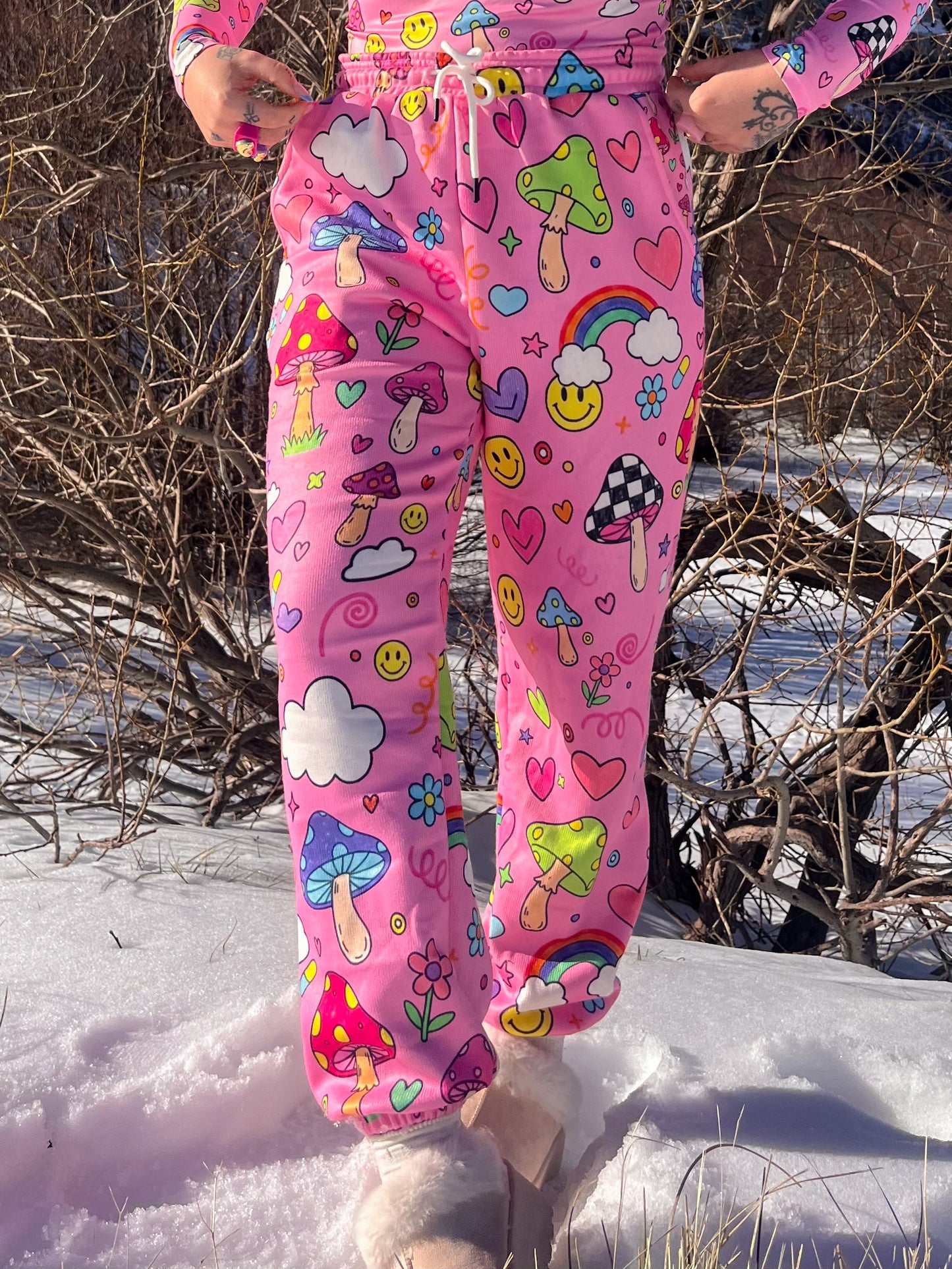 Groovy Shroom Knitted Cuffed Ankle Grazer Joggers