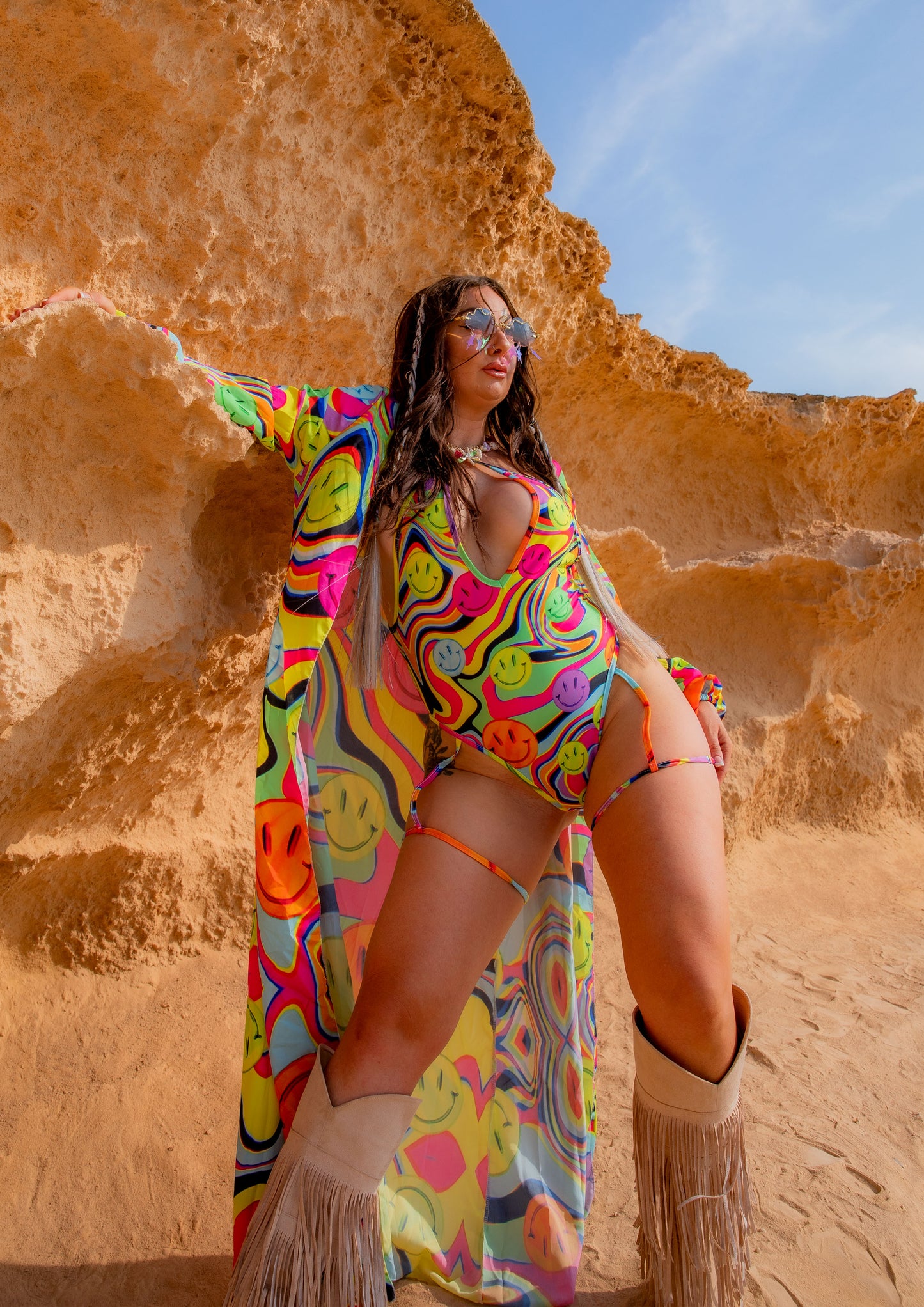 Trippy Drip Garter One-Piece Swimsuit