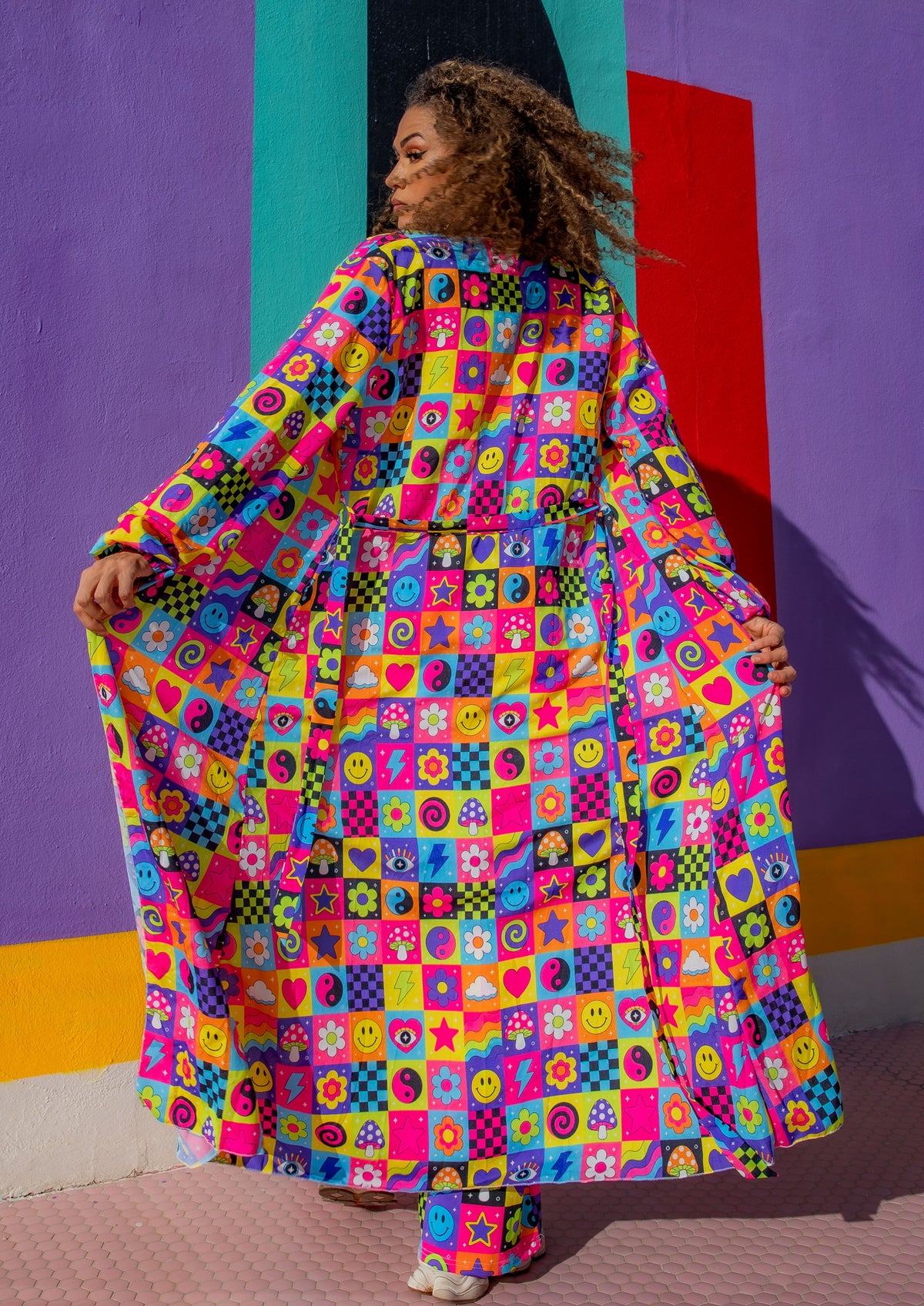 Electric Dreams Maxi Chiffon Kimono Style Jacket