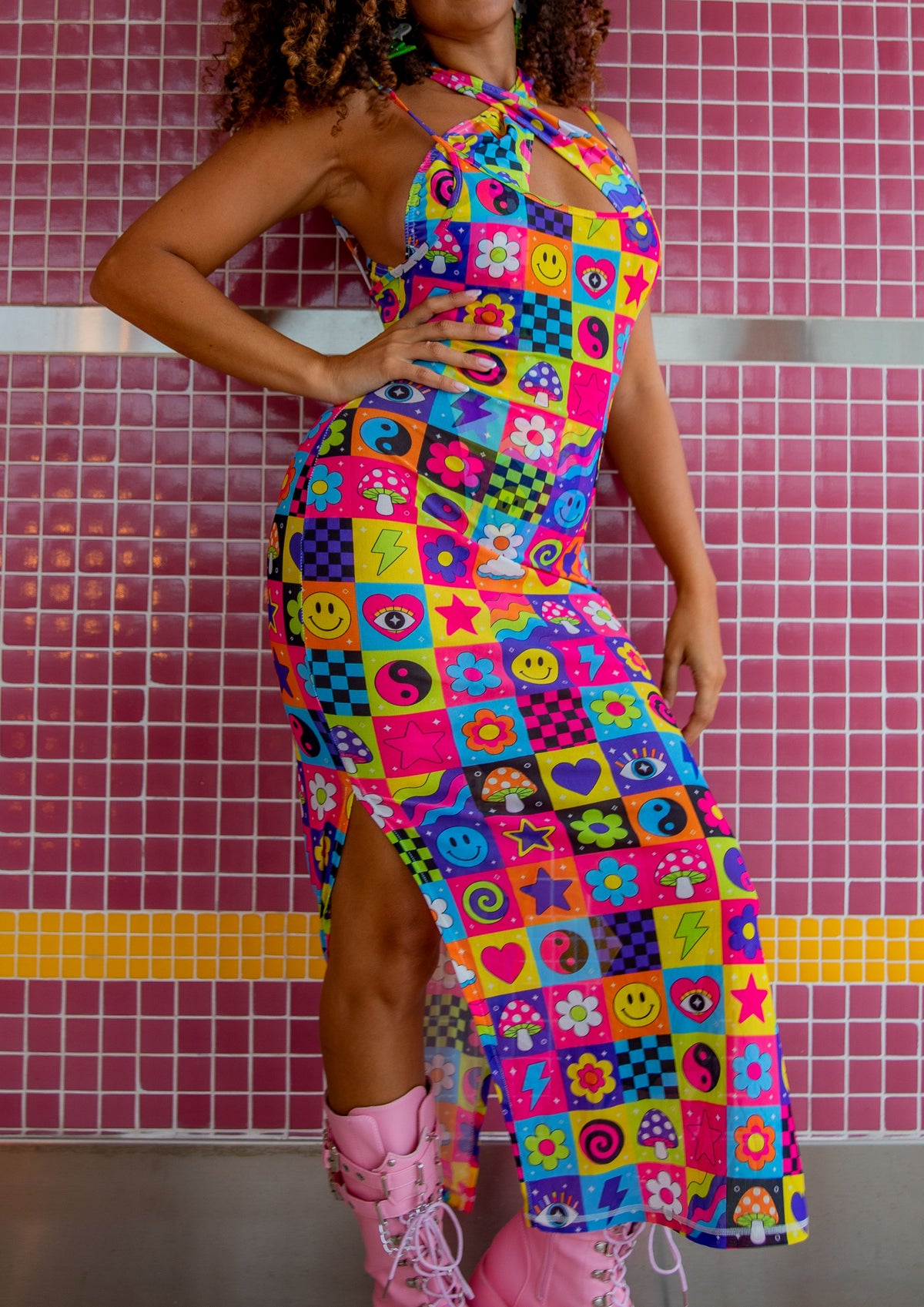 Electric Dreams Mesh Midi Dress