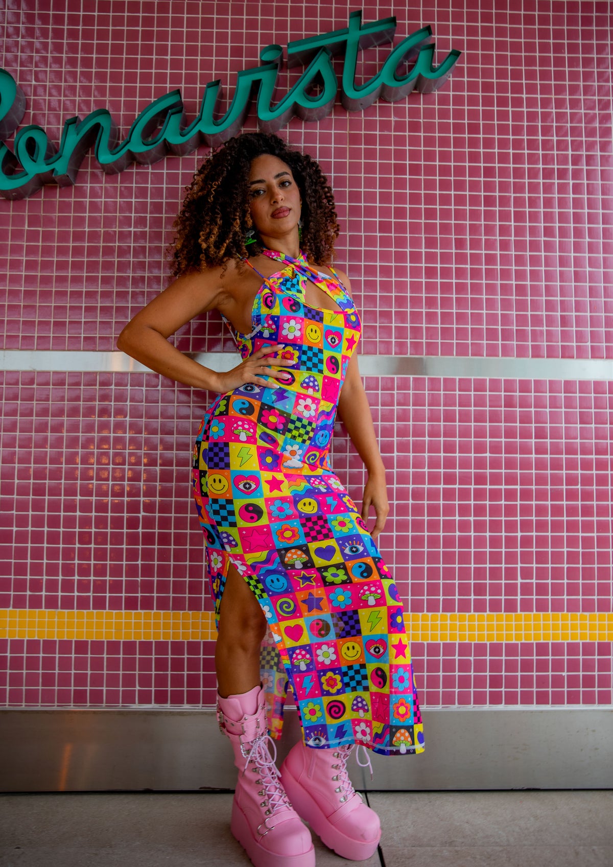 Electric Dreams Mesh Midi Dress