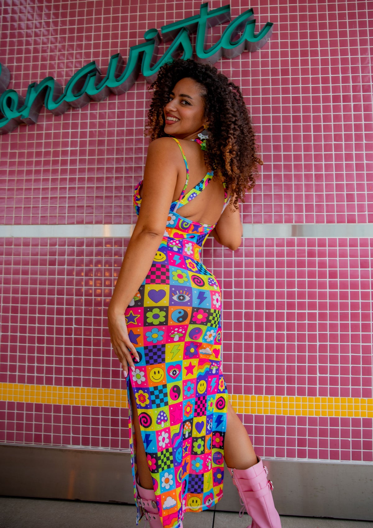 Electric Dreams Mesh Midi Dress