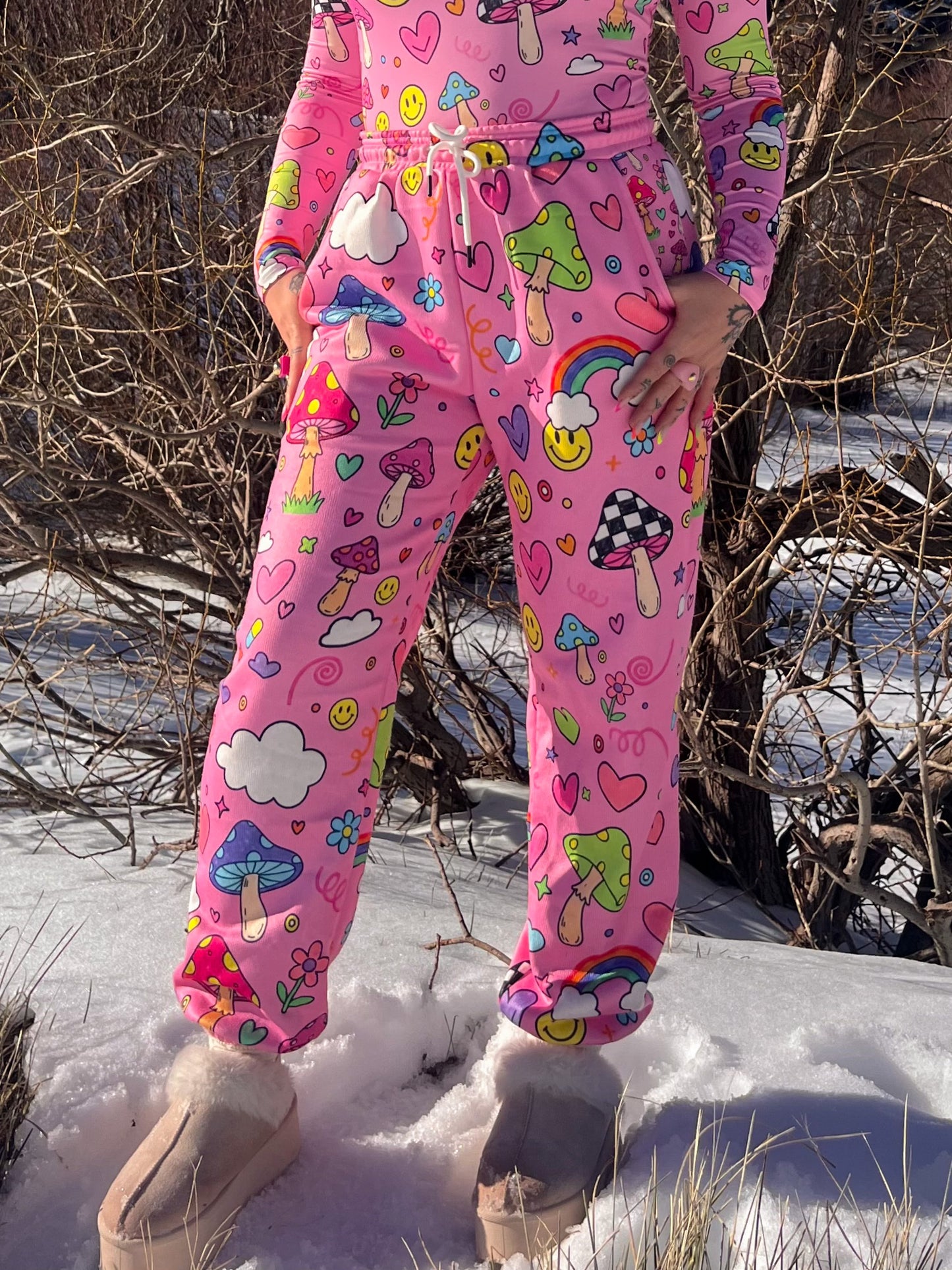 Groovy Shroom Knitted Cuffed Ankle Grazer Joggers