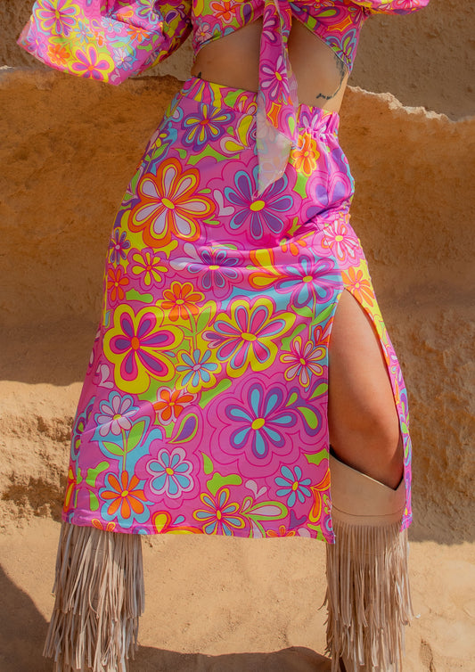 Groovy Bloom Midi Skirt