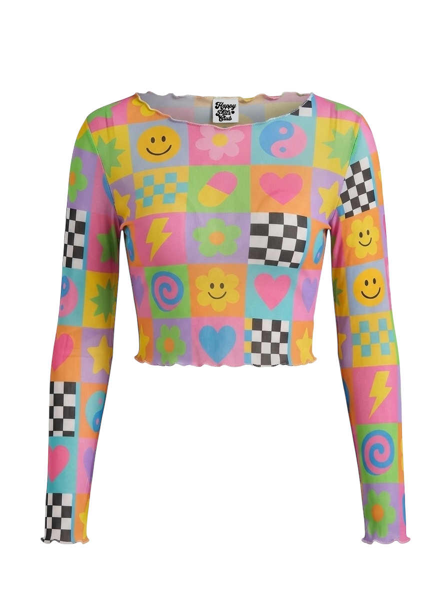 Vibe Check Mesh Long Sleeve Crop Top